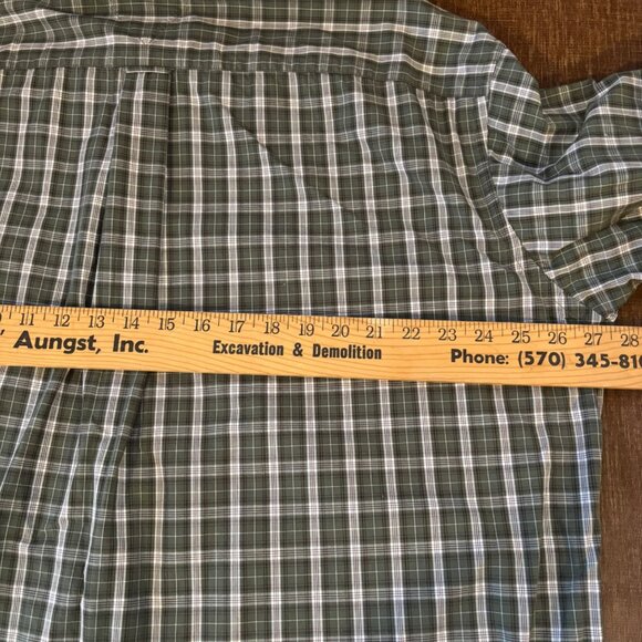 Tommy Hilfiger Mens Weekend Classics Green Plaid Button-Down Shirt Sz 17.5 Y2K - Picture 5 of 6